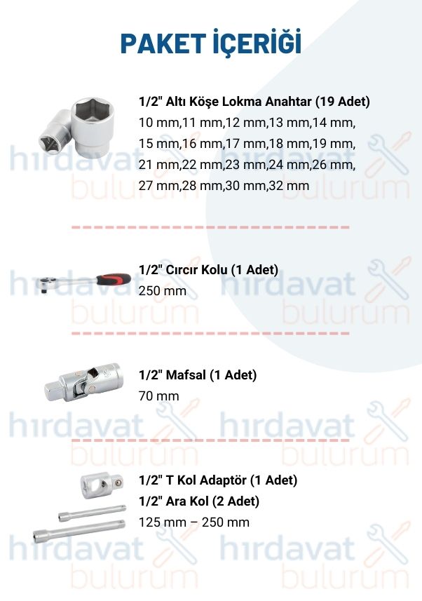 İzeltaş 1/2 Lokma Anahtar Takımı Altı Köşe 24prç İzeltaş 1/2 Lokma Anahtar Takımı Altı Köşe 24prç