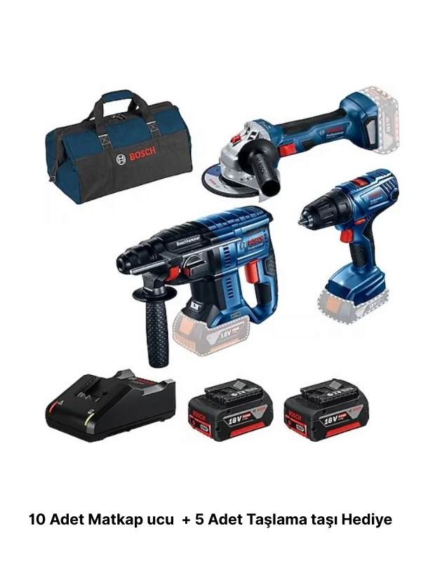 Bosch GBH 180-Li + GSR 180-Li + GWS 180-Li + Raf Bag Takım Çantalı 2x4 Ah Akülü Elektrikli El Aletleri Seti Bosch GBH 180-Li + GSR 180-Li + GWS 180-Li + Raf Bag Takım Çantalı 2x4 Ah Akülü Elektrikli El Aletleri Seti