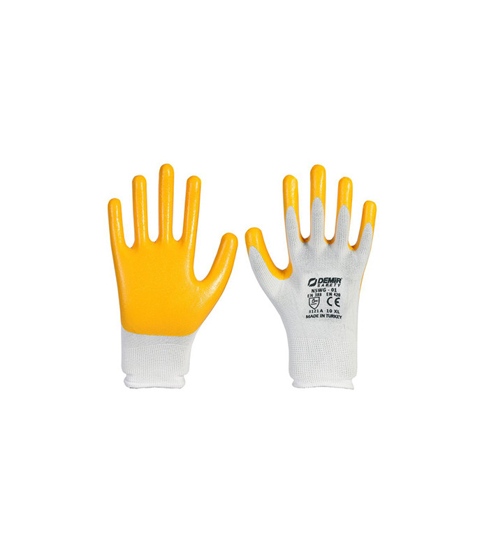 Demir Safety D007 Sarı-Beyaz Nitril Eldiven No:10 Demir Safety D007 Sarı-Beyaz Nitril Eldiven No:10