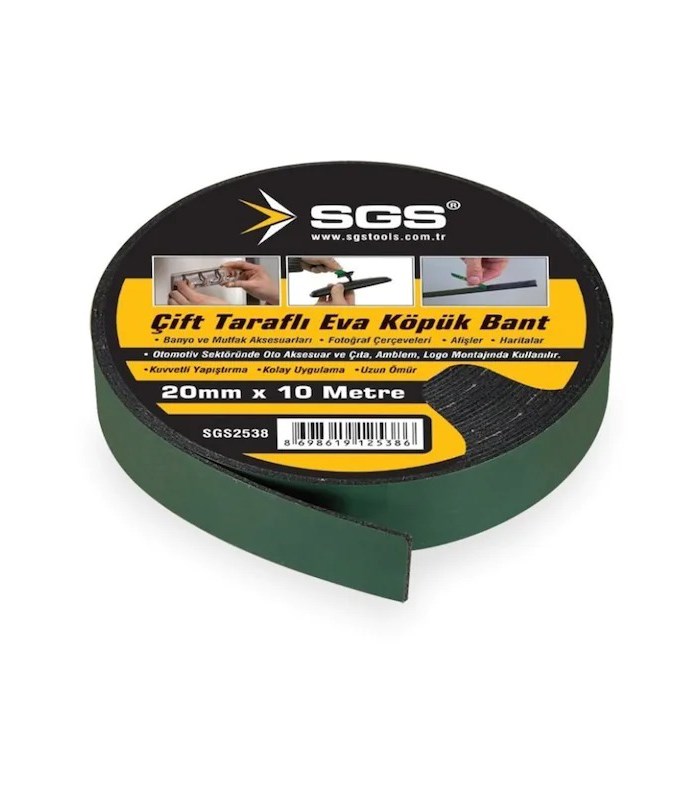 SGS 2538 Yeşil-Siyah Çift Taraflı Eva Köpük Bant SGS 2538 Yeşil-Siyah Çift Taraflı Eva Köpük Bant