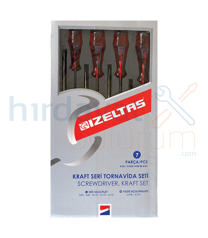 İzeltaş 7 Parçalı Kraft Tornavida Seti İzeltaş 7 Parçalı Kraft Tornavida Seti